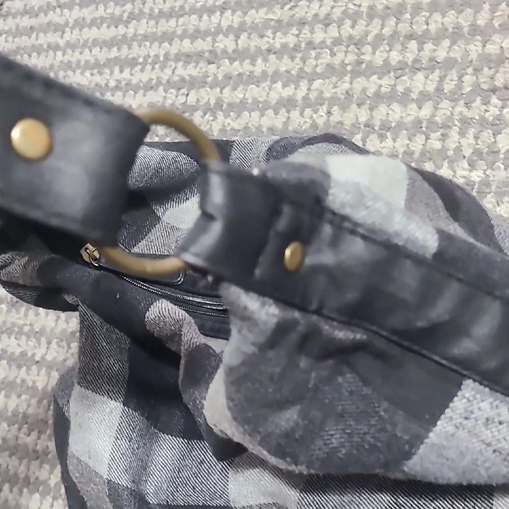 Plaid Black‎ and Gray Women's Hobo Bag